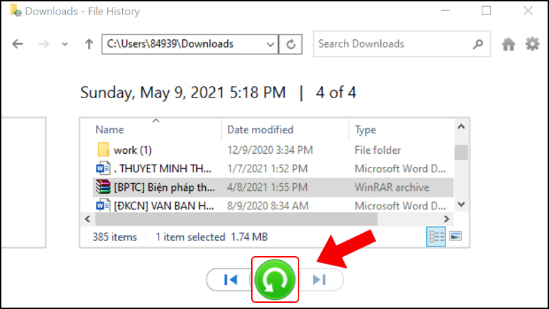 Tính năng File History sẽ giúp bạn phục hồi file đã xóa 5 cách khôi phục file đã xóa trên Windows 10 không cần phần mềm