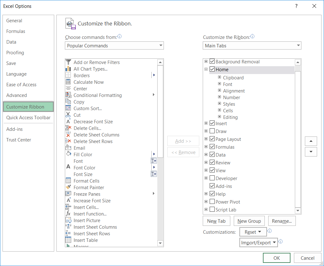 Cách hiện thanh công cụ trong excel