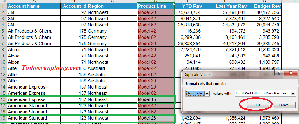 Xóa dữ liệu trùng nhau trong excel