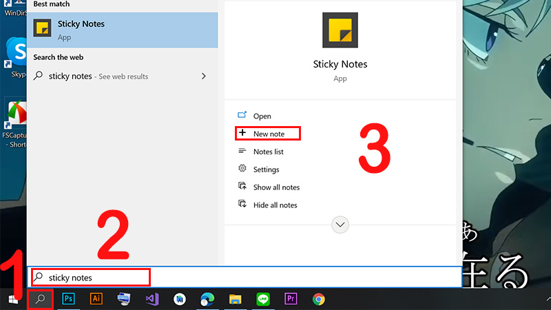 Tạo ghi chú mới Cách tạo ghi chú trên màn hình desktop Windows 10 cực đơn giản