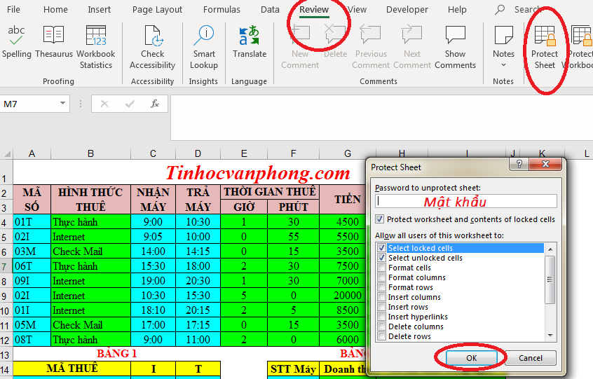 Cách đặt mật khẩu cho file excel