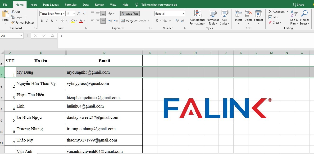 Cách thêm dòng trong excel bằng phím tắt