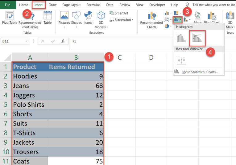 Hướng dẫn vẽ biểu đồ Pareto