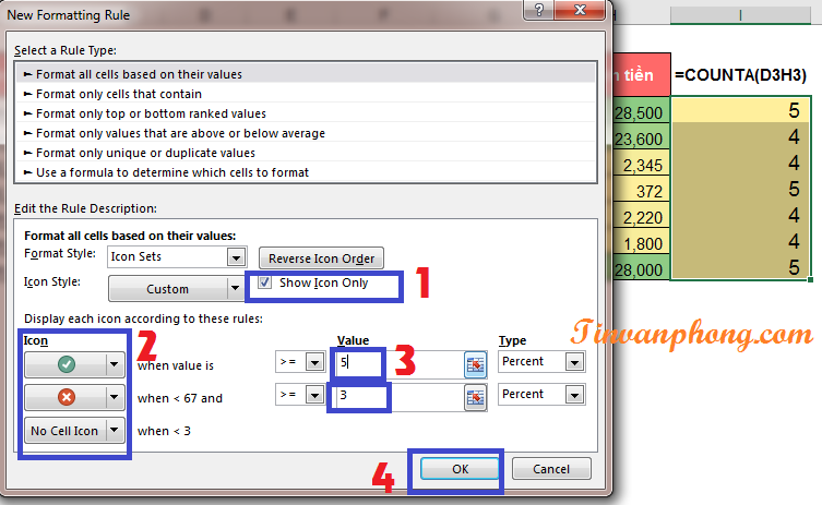 Hướng dẫn sử dụng Conditional Formatting