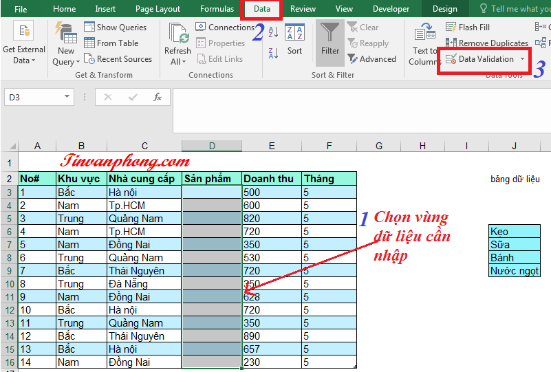 Data Validation trong Excel