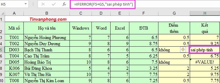 CÁCH SỬ DỤNG HÀM IFERROR TRONG EXCEL