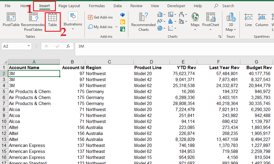 Cách tạo bảng trong Excel