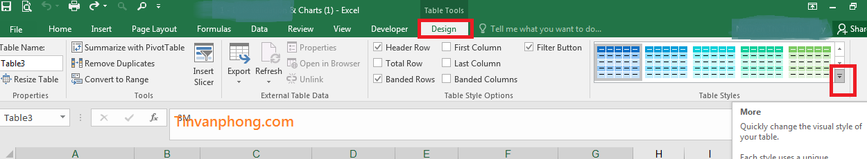 Cách tạo bảng trong Excel