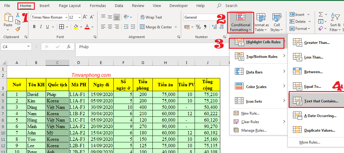 Hướng dẫn sử dụng Conditional Formatting