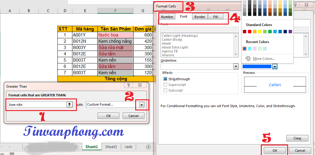 Hướng dẫn sử dụng Conditional Formatting