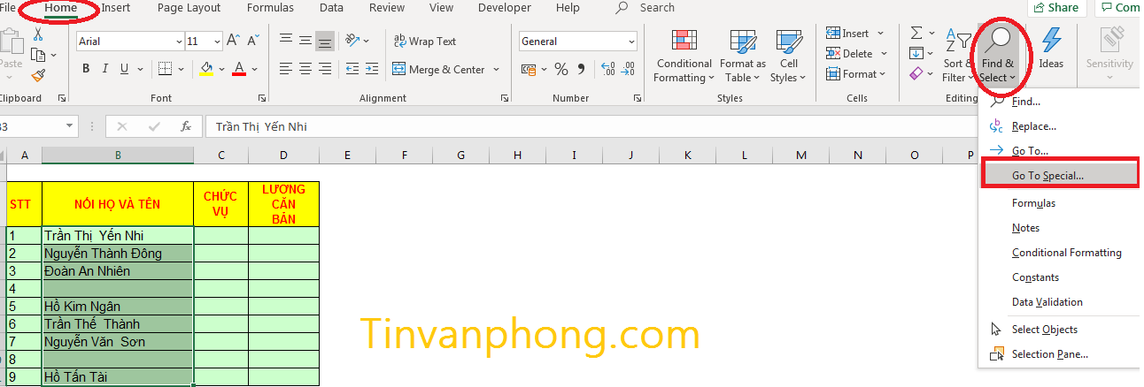 Cách xóa dòng trống trong Excel