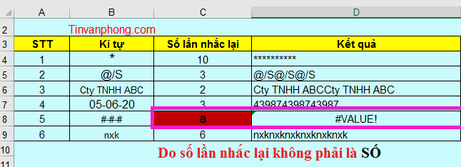 Cách sử dụng hàm REPT trong Excel