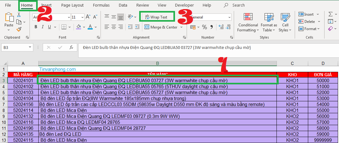 Cách xuống dòng trong 1 ô excel đơn giản và nhanh chóng