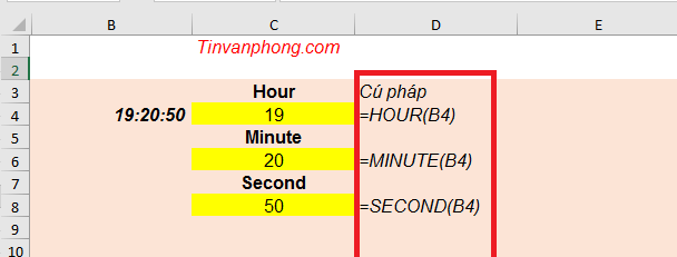 Các hàm ngày tháng trong excel