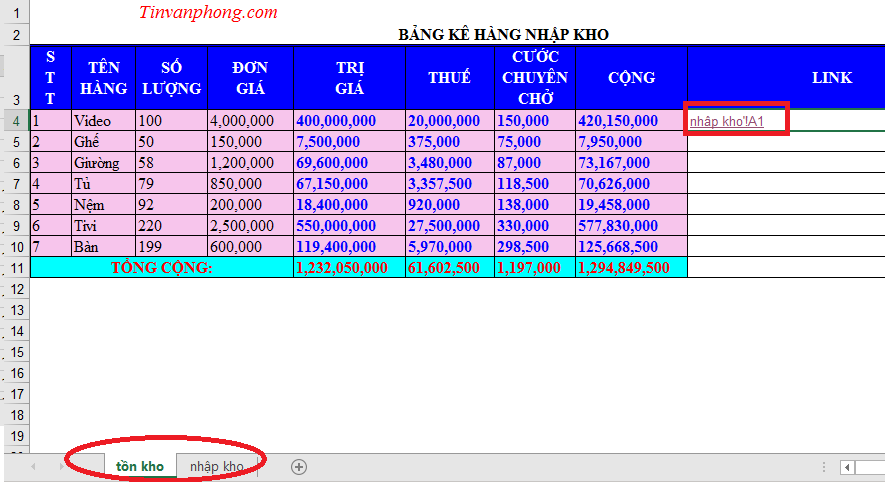 Cách tạo hyperlink trong Excel