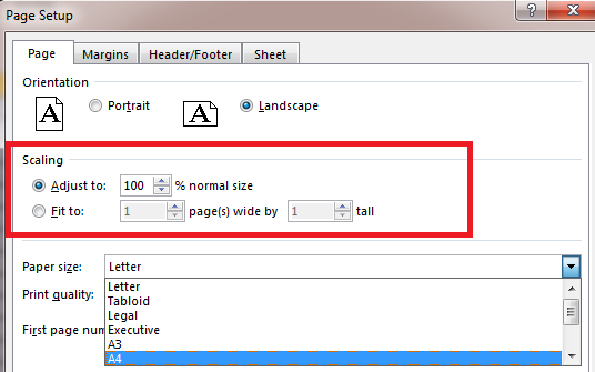 Cách in Excel trên một trang giấy A4