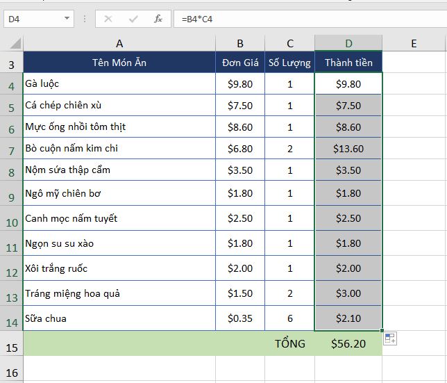 Địa chỉ ô tương đối và tuyệt đối trong Excel 2019