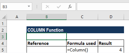 Cách sử dụng hàm Column trong Excel