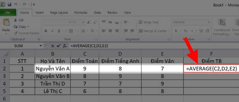 Hướng dẫn sử dụng hàm average