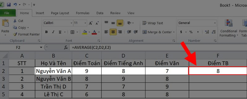 Hướng dẫn sử dụng hàm average