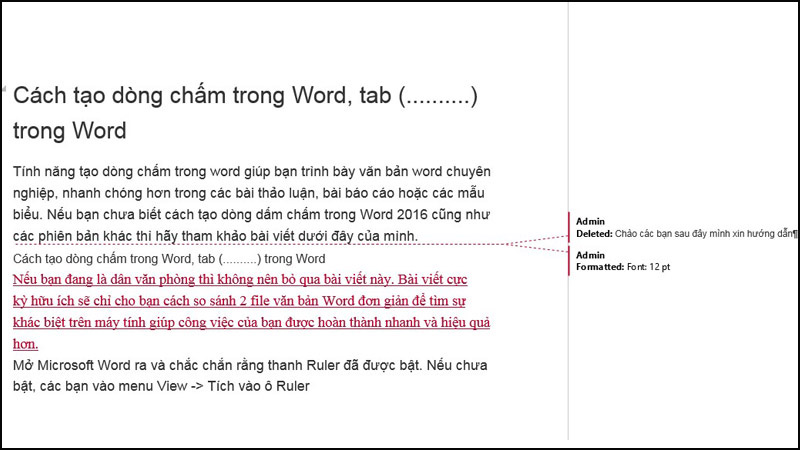 Màn hình hiển thị Cách so sánh 2 file văn bản Word đơn giản để tìm sự khác biệt