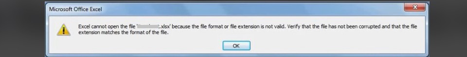 Lỗi khi mở file Excel