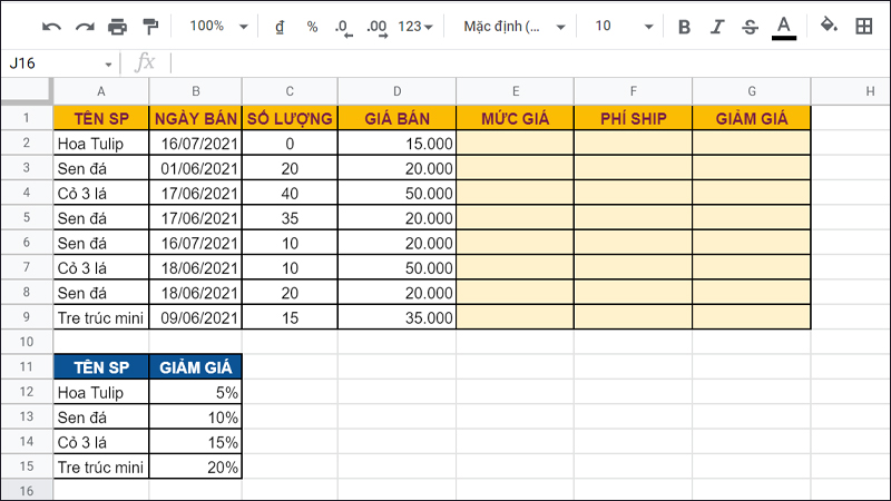 Cách sử dụng hàm IFS trong Google Sheet để kiểm tra điều kiện