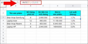 Cách sử dụng hàm RATE trong Google Sheet để tính lãi suất