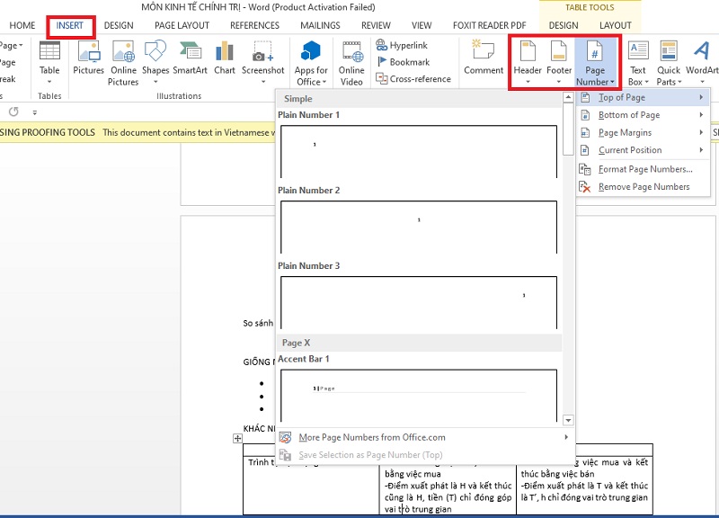 Làm thế nào để đánh số trang trong word ?