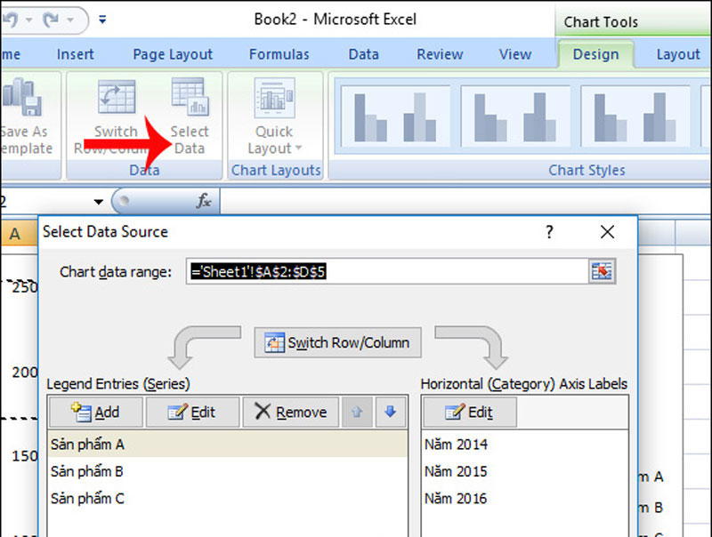 vẽ biểu đồ trong excel