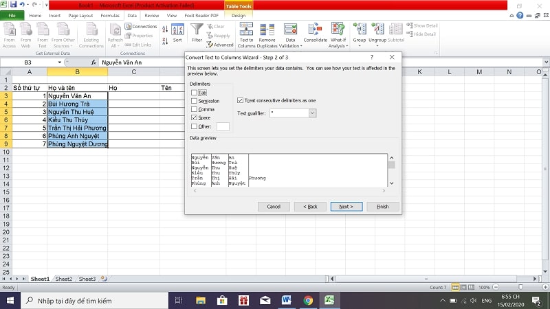 Hướng dẫn nhanh 3 cách tách họ tên trong excel đơn giản