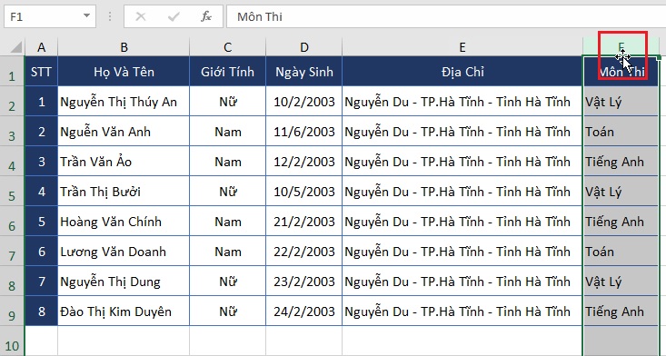 Di Chuyển, Copy Dữ Liệu Trong Excel 2019 - Thủ Thuật Excel 04