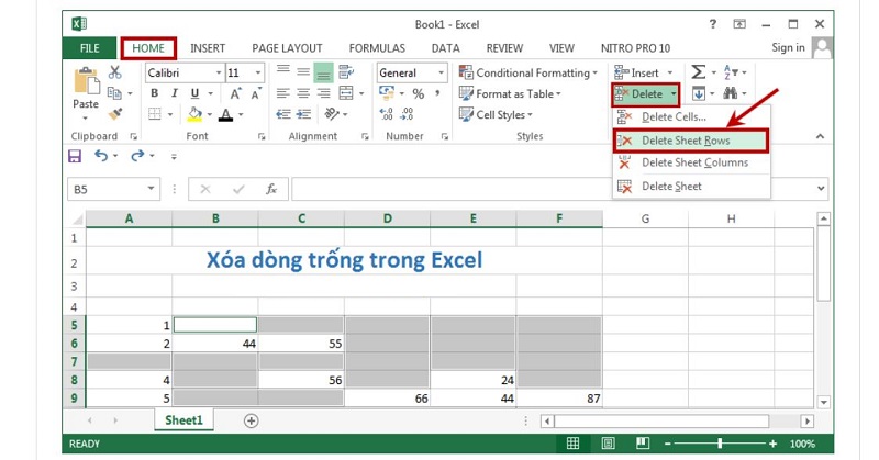 Cách xóa dòng trống trong excel chi tiết nhìn là làm được